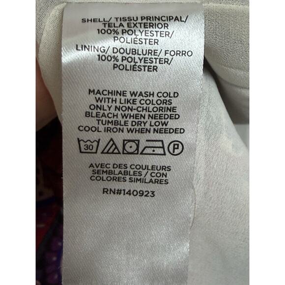 Loft Women's Sz XL Blouse Top Multicolored Paisley Print Lined Ruffle Trim - Picture 12 of 16